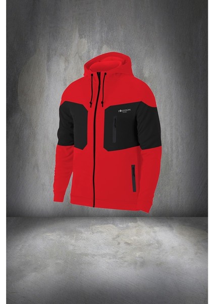 Erkek Kırmızı Supra Penye Kumaş Fermuarlı Kapüşonlu Koşu Seti (S-3xl) fiyatları