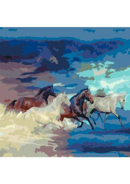 Canvas Atların Hedefi Sayılarla Boyama Seti Kasnaklı 100 x 140 cm