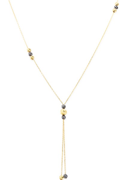 Altın Toplu Uzun 57 cm Zincir Kolye (KLY0069)