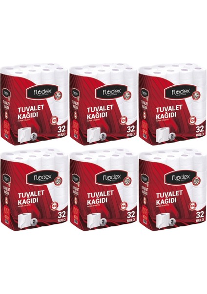 Tuvalet Kağıdı Çift Katlı 192 Li Paket (6pk*32) (Extra Güçlü Serisi)