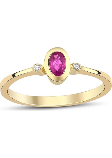 0.39 Karat Oval Yakut 0.02 Karat Pırlanta Yüzük