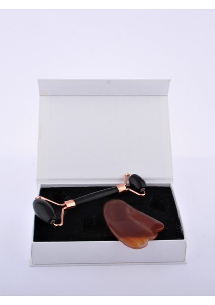 Obsidyen Roller Akik (Kaza Ayaklı) Gua Sha Set