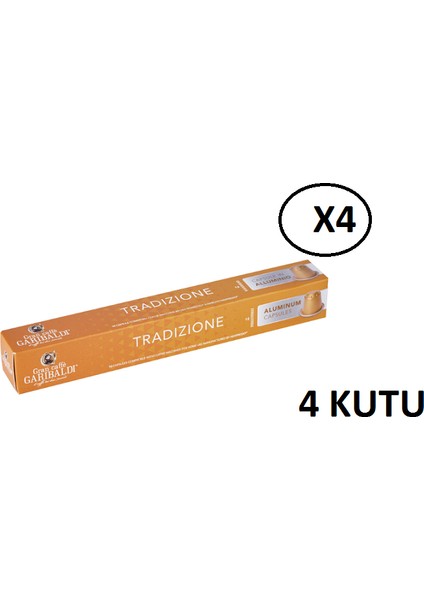 Gran Caffè Garibaldi Nespresso Uyumlu Tradizione Kapsül Kahve 10'lu 4 Kutu