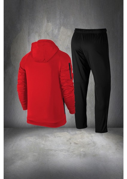 Büyük Beden Erkek Kırmızı Supra Penye Kumaş Rahat Cepli Kapüşonlu Eşofman Takımı (4xl- 10XL) fırsatları