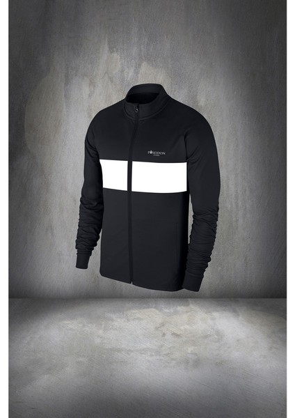 Büyük Beden Erkek Siyah Supra Penye Kumaş Fermuarlı Şık Koşu ve Yürüyüş Takımı (4xl- 10XL)