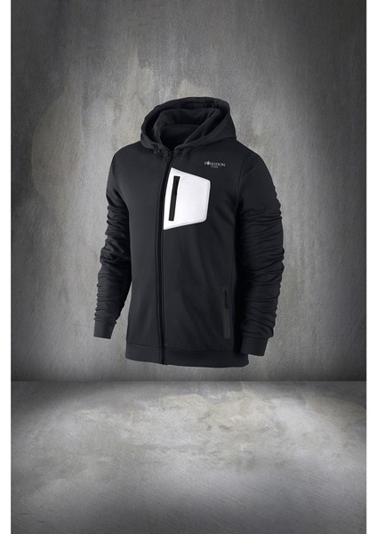 Büyük Beden Erkek Siyah Supra Penye Kumaş Ön Cepli Rahat Eşofman Takımı (4xl- 10XL)