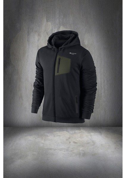 Büyük Beden Erkek Siyah Supra Penye Kumaş Rahat Önü Cep Detaylı Eşofman Takımı (4xl- 10XL)