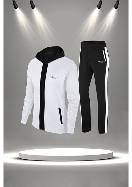 Kadın Beyaz Supra Penye Kumaş Fit Kalıp Koşu Seti (S-3xl)