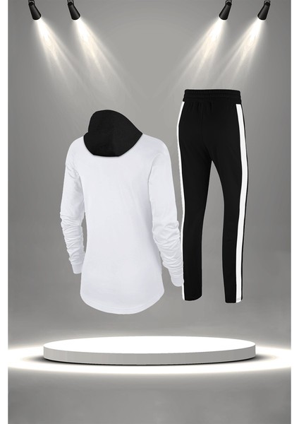Kadın Beyaz Supra Penye Kumaş Fit Kalıp Koşu Seti (S-3xl)