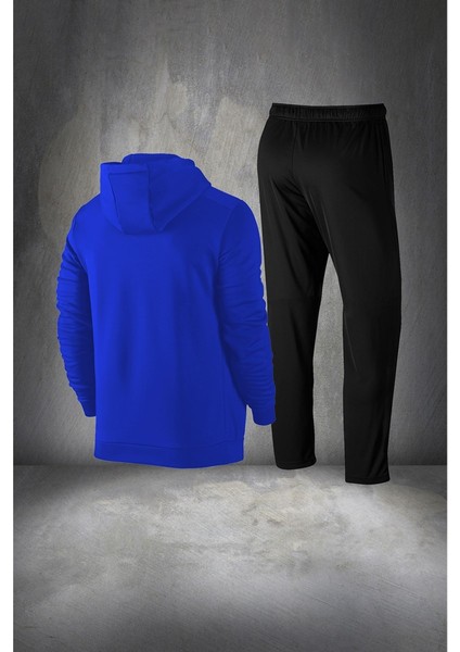 Büyük Beden Erkek Mavi Supra Penye Kumaş Rahat Kapüşonlu Yürüyüş Takımı (4xl- 10XL) fırsatları