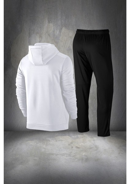 Büyük Beden Erkek Beyaz Supra Penye Kumaş Rahat Kapüşonlu Eşofman Seti (4xl- 10XL) fırsatları
