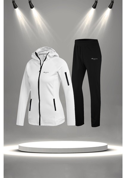 Kadın Beyaz Supra Penye Kumaş Rahat Eşofman Takımı (S-3xl)