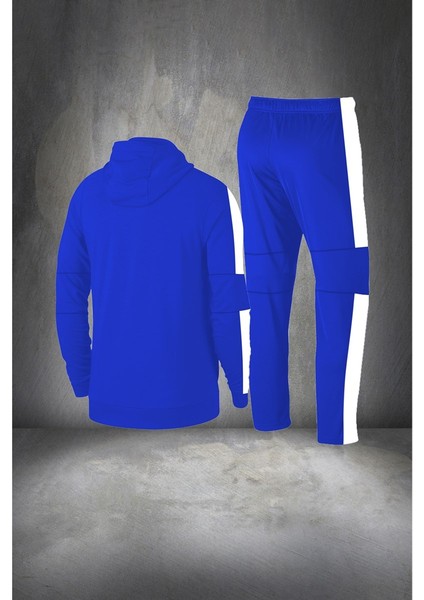 Büyük Beden Erkek Mavi Supra Penye Kumaş Rahat Kesim Kapüşonlu Fit Eşofman Takımı (4xl- 10XL) fırsatları