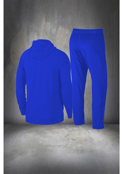 Büyük Beden Erkek Mavi Supra Penye Kumaş Rahat Kapüşonlu Şık Eşofman Takımı (4xl- 10XL) fırsatları