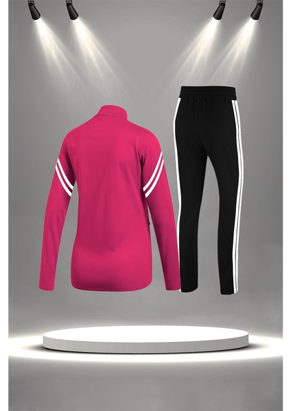 Kadın Fuşya Supra Penye Kumaş Fermuarlı Kapüşonlu Eşofman Takımı (S-3xl) fırsatları