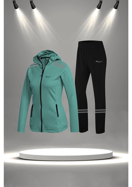 Kadın Su Yeşili Supra Penye Kumaş Rahat ve Şık Eşofman Takımı (S-3xl)