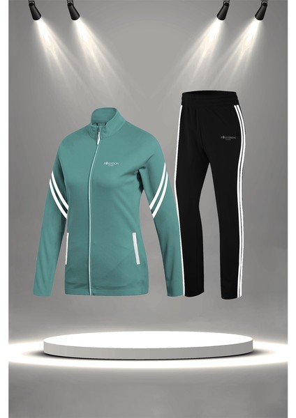 Kadın Su Yeşili Supra Penye Kumaş Rahat Kapüşonlu Eşofman Takımı (S-3xl)