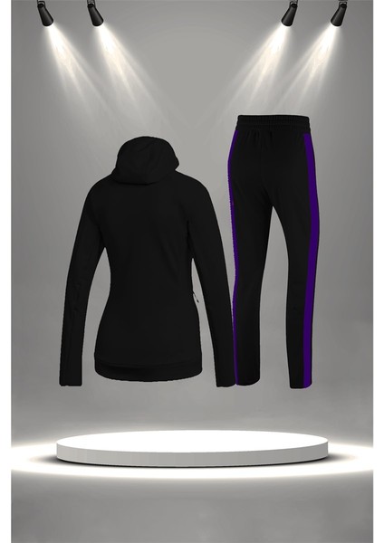 Kadın Siyah Supra Penye Nefes Alabilen Kumaş Şık Eşofman Takımı (S-3xl) fırsatları