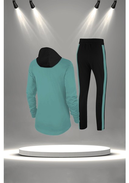 Kadın Su Yeşili Supra Penye Kumaş Kumaş Fit Kalıp Koşu Seti (S-3xl) fırsatları