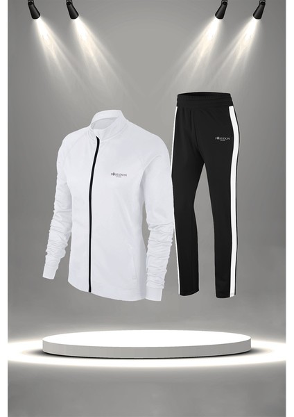 Kadın Beyaz Supra Penye Kumaş Şık Taşarım Kişiye Özel Eşofman Takımı (S-3xl)