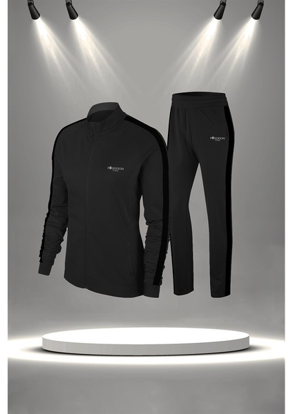 Kadın Siyah Supra Penye Kumaş Eşofman Takımı Seti (S-3xl)