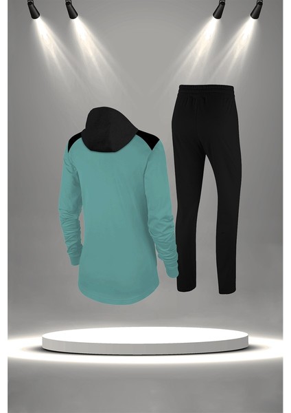 Kadın Su Yeşili Supra Penye Kumaş Alt ve Üst Eşofman Takımı Seti (S-3xl) fırsatları
