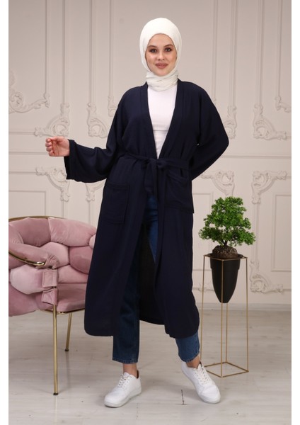 Kadın Çağla Kuşaklı Çift Cepli Kimono 5301