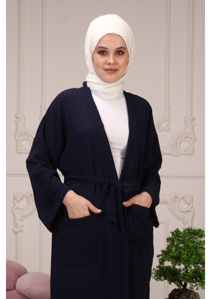 Kadın Çağla Kuşaklı Çift Cepli Kimono 5301