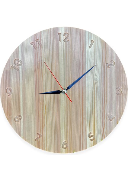 Doğal Ahşap Duvar Saati | 30 cm | Rakamlı Saat
