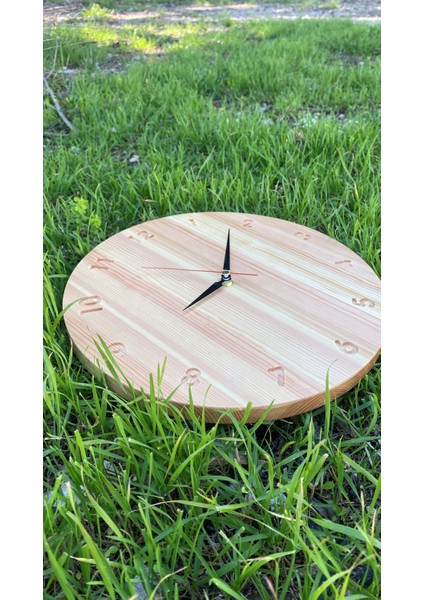 Doğal Ahşap Duvar Saati | 30 cm | Rakamlı Saat