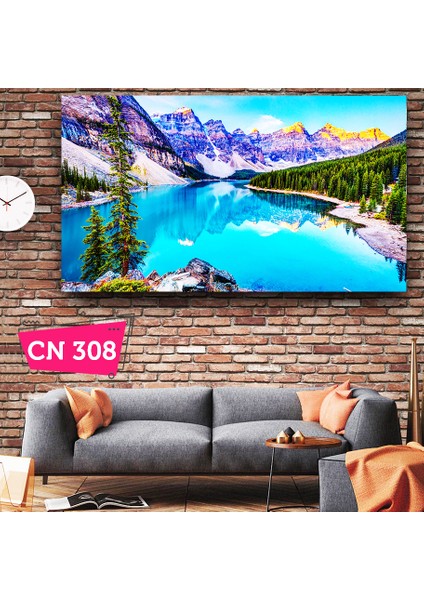 Mavi Göl ve Karlı Dağ Manzarası / Doğa & Manzara Tabloları