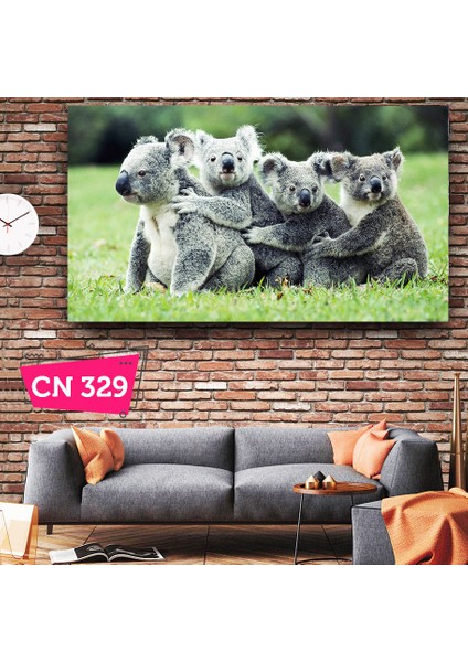 Koala Ailesi Hayvan Sever Kanvas Tablo