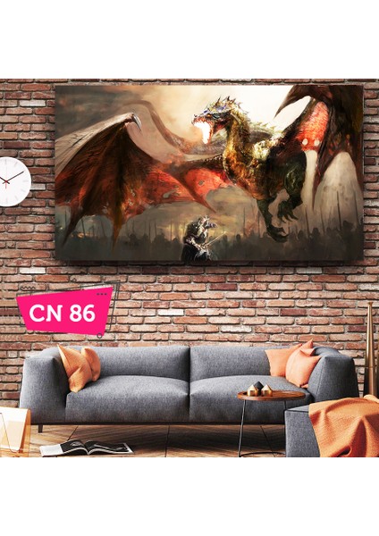 Kırmızı Ejderha Fantastik Kanvas Tablo