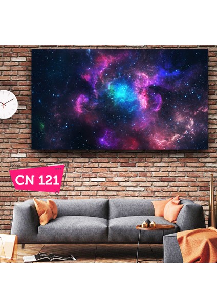 Renkli Galaksi / Astronomi / Evren / Yıldızlar / Dekoratif Uzay Kanvas Tablo