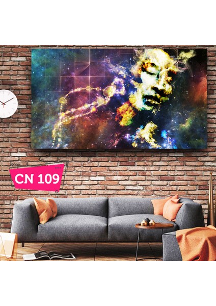 Galaksideki Silüet Saykodelik / Psişik / Spritüel / Kanvas Tablo