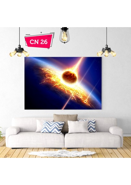 Gezegen Çarpışması Astronomik Kanvas Tablo