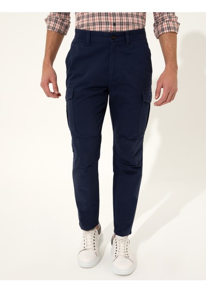Erkek Açık Lacivert Carrot Fit Kanvas Pantolon 50239848-VR059