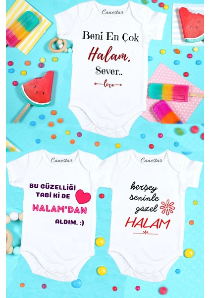 Bebek Giyim- 3'lü Bebek Zıbın Seti Özel Tasarım - Çıtçıtlı Body Hala Set2