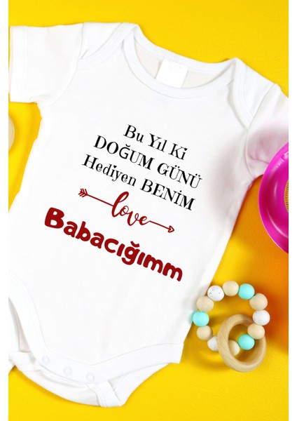 Özel Tasarım Bebek Zıbın - Çıtçıtlı Body-Zıbın Doğum Günü H. Baba