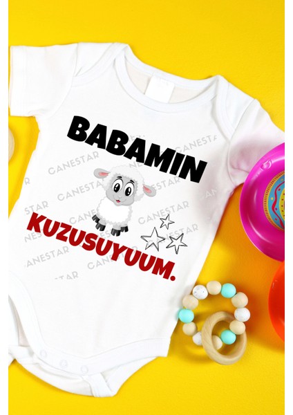 Özel Tasarım Bebek Zıbın - Çıtçıtlı Body-Zıbın Babamın Kuzusuyum