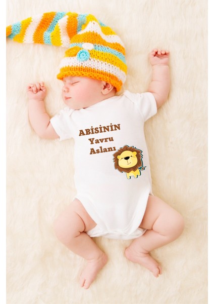 Özel Tasarım Bebek Zıbın - Çıtçıtlı Body-Zıbın Abisinin Yavru Aslanı