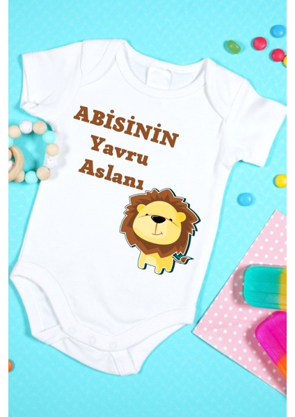 Özel Tasarım Bebek Zıbın - Çıtçıtlı Body-Zıbın Abisinin Yavru Aslanı