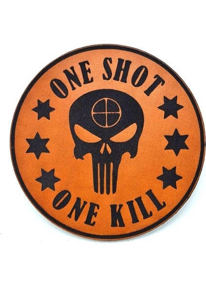 One Shot One Kıll Keskin Nişancı Deri Peç - Arma - Askeri Patch