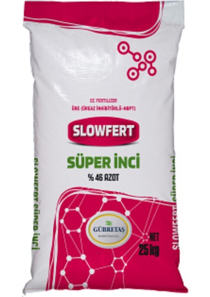 Slowfert Süper Inci Nbpt Inhibitörlü %46 Üre Azotu Yavaş Salınımlı Akıllı Gübre 25 kg