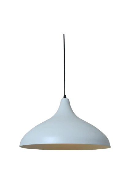 Retro Metal Dekoratif Rustik Kafe Mutfak Aydınlatma Beyaz Içi Beyaz Sarkıt Avize Çap:35 cm