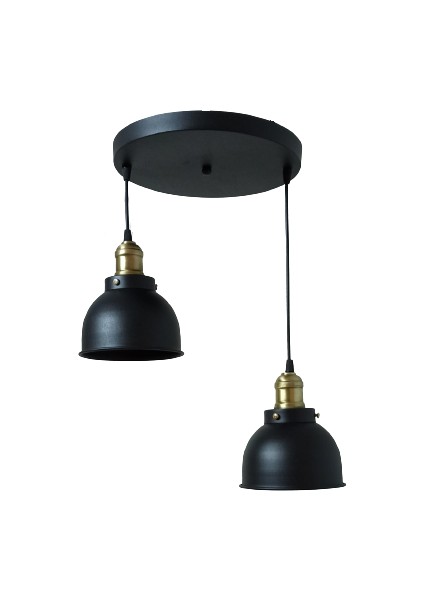 Retro Metal 2 Li Eskitme Duylu Dekoratif Rustik Sarkıt Avize Çap :30 cm