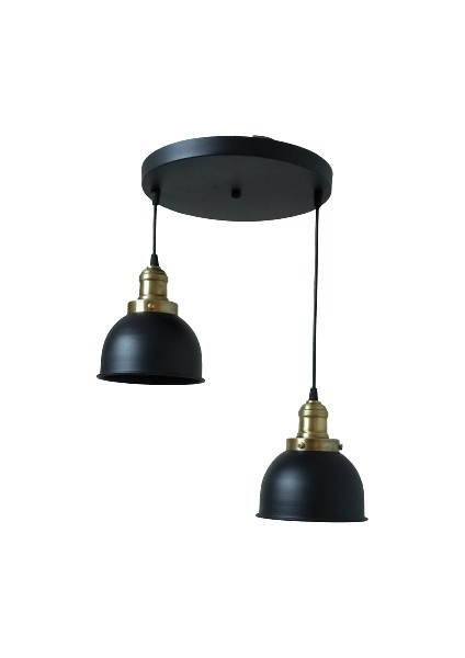 Retro Metal 2 Li Eskitme Duylu Dekoratif Rustik Sarkıt Avize Çap :30 cm
