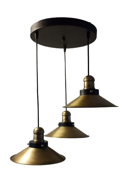 Retro Eskitme Kaplama 3 Lü Dekoratif Rustik Sarkıt Avize Çap 30 cm
