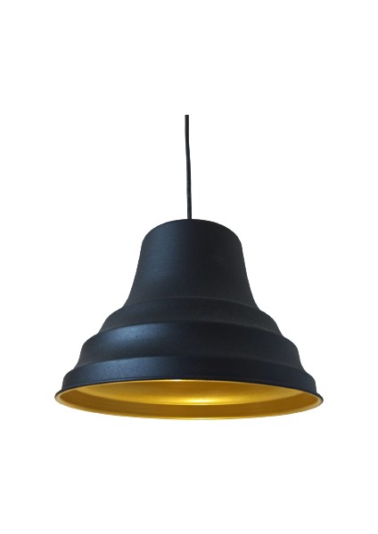 Retro Metal Dekoratif Sarkıt Avize Siyah Içi Gold Çap:27 cm