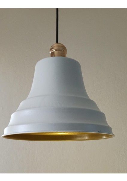 Retro Metal Beyaz Gold Duylu Dekoratif Rustik Tekli Sarkıt Avize Çap:27 cm